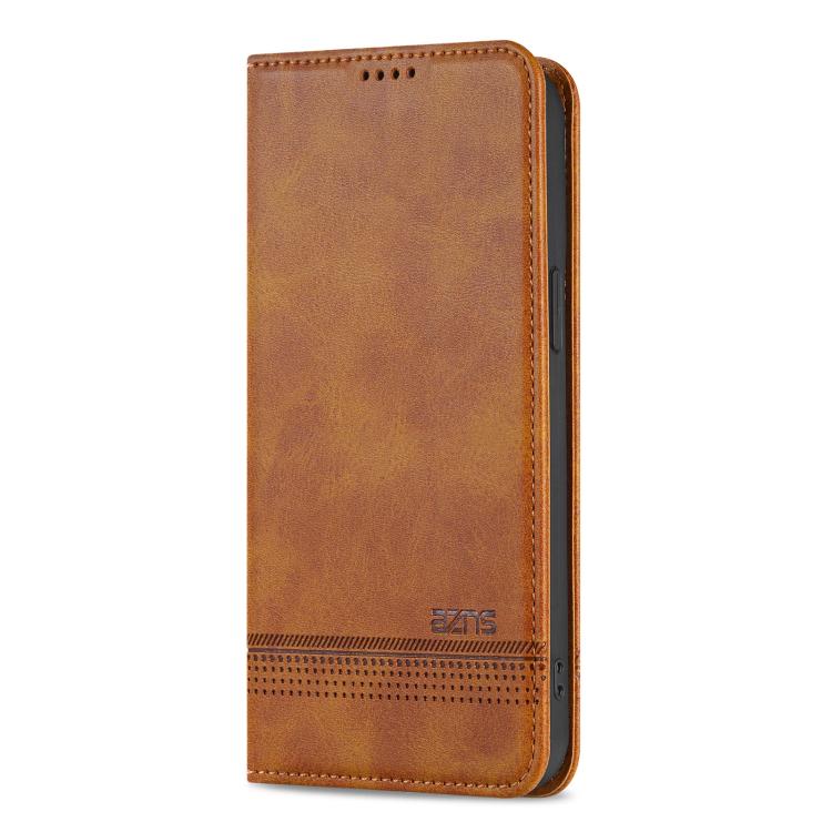 For iPhone 16e AZNS Magnetic Calf Texture Flip Leather Phone Case(Light Brown) - iPhone 16e Cases by AZNS | Online Shopping South Africa | PMC TechLife | Buy Now Pay Later Mobicred