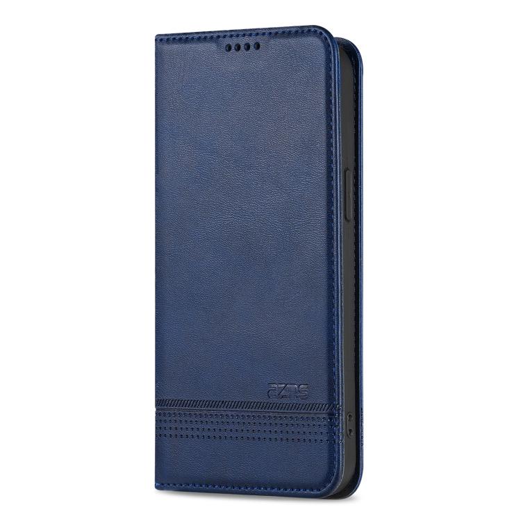 For iPhone 16e AZNS Magnetic Calf Texture Flip Leather Phone Case(Dark Blue) - free shipping - PMC TechLife - Order now!