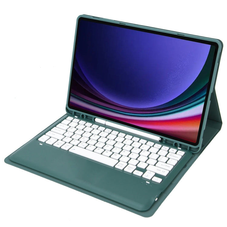 For Samsung Galaxy Tab S9 FE+ A810B Pen Slot Detachable Bluetooth Keyboard Leather Tablet Case(Dark Green) - Samsung Keyboard by PMC TechLife | Online Shopping South Africa | PMC TechLife