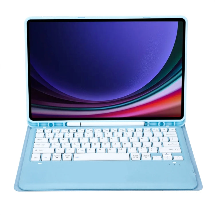 For Samsung Galaxy Tab S9 FE+ A810B Pen Slot Detachable Bluetooth Keyboard Leather Tablet Case(Sky Blue) - Samsung Keyboard by PMC TechLife | Online Shopping South Africa | PMC TechLife