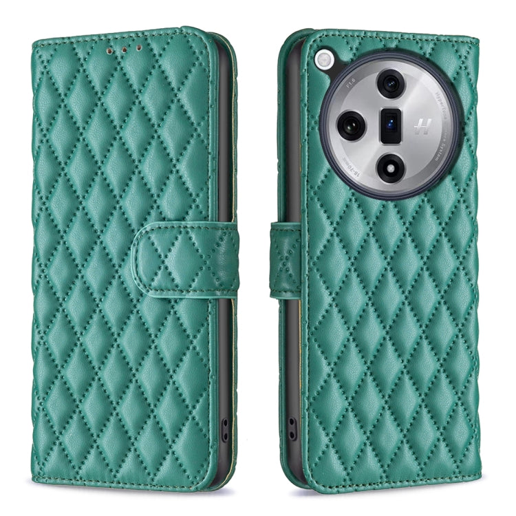 For OPPO Find X7 Diamond Lattice Wallet Leather Flip Phone Case(Green) - Find X7 Cases by PMC TechLife | Online Shopping South Africa | PMC TechLife | Buy Now Pay Later Mobicred