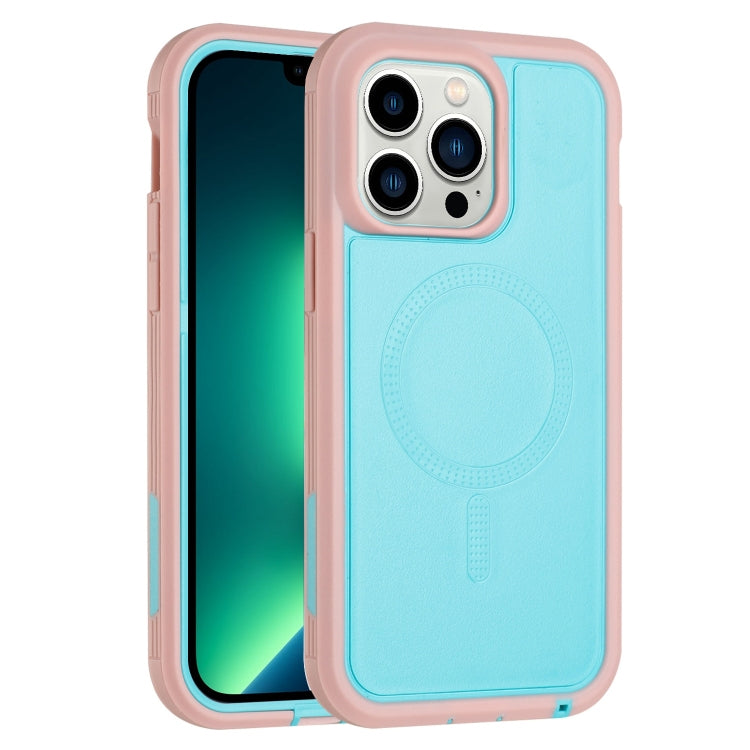 For iPhone 13 Pro Max Defender Series XT MagSafe Magnetic PC + TPU Shockproof Phone Case(Turquoise+Pink) - iPhone 13 Pro Max Cases by PMC TechLife | Online Shopping South Africa | PMC TechLife