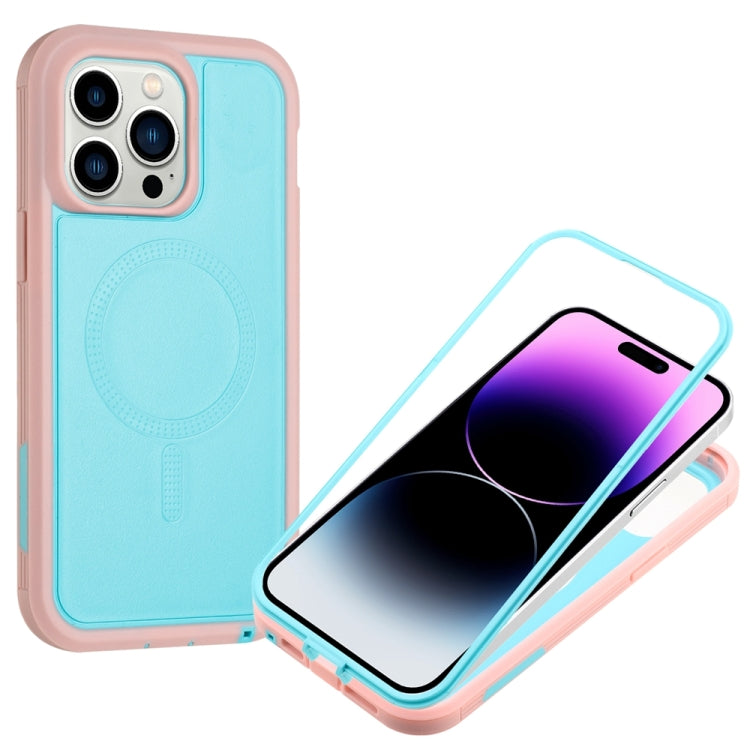 For iPhone 13 Pro Max Defender Series XT MagSafe Magnetic PC + TPU Shockproof Phone Case(Turquoise+Pink) - iPhone 13 Pro Max Cases by PMC TechLife | Online Shopping South Africa | PMC TechLife