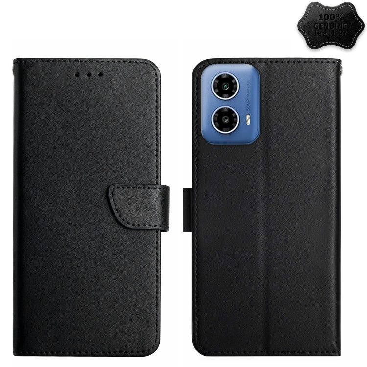 For Motorola Moto G34 5G Genuine Leather Fingerprint-proof Horizontal Flip Phone Case(Black) - Motorola Cases by PMC TechLife | Online Shopping South Africa | PMC TechLife | Buy Now Pay Later Mobicred