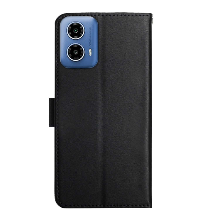 For Motorola Moto G34 5G Genuine Leather Fingerprint-proof Horizontal Flip Phone Case(Black) - Motorola Cases by PMC TechLife | Online Shopping South Africa | PMC TechLife | Buy Now Pay Later Mobicred