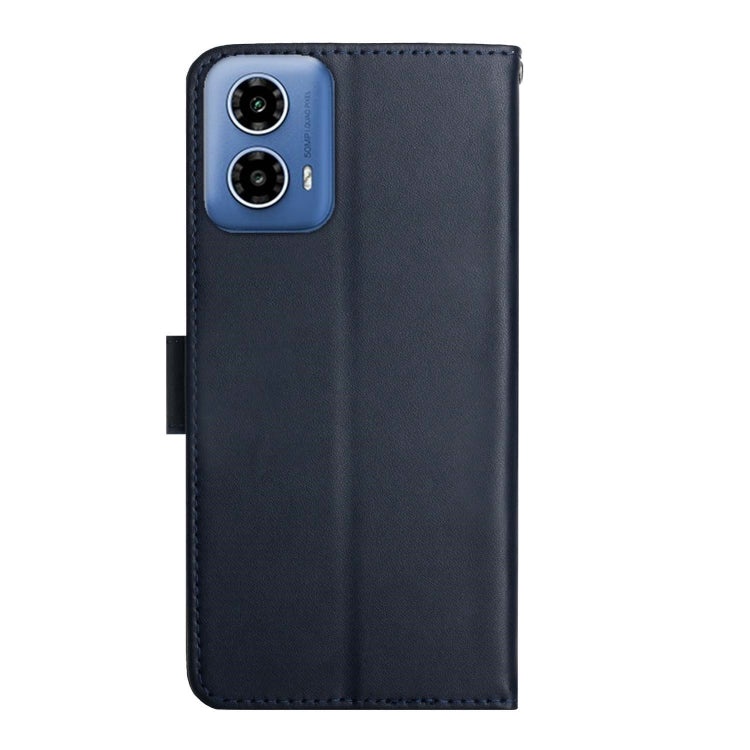 For Motorola Moto G35 5G Genuine Leather Fingerprint-proof Horizontal Flip Phone Case(Blue) - Motorola Cases by PMC TechLife | Online Shopping South Africa | PMC TechLife | Buy Now Pay Later Mobicred