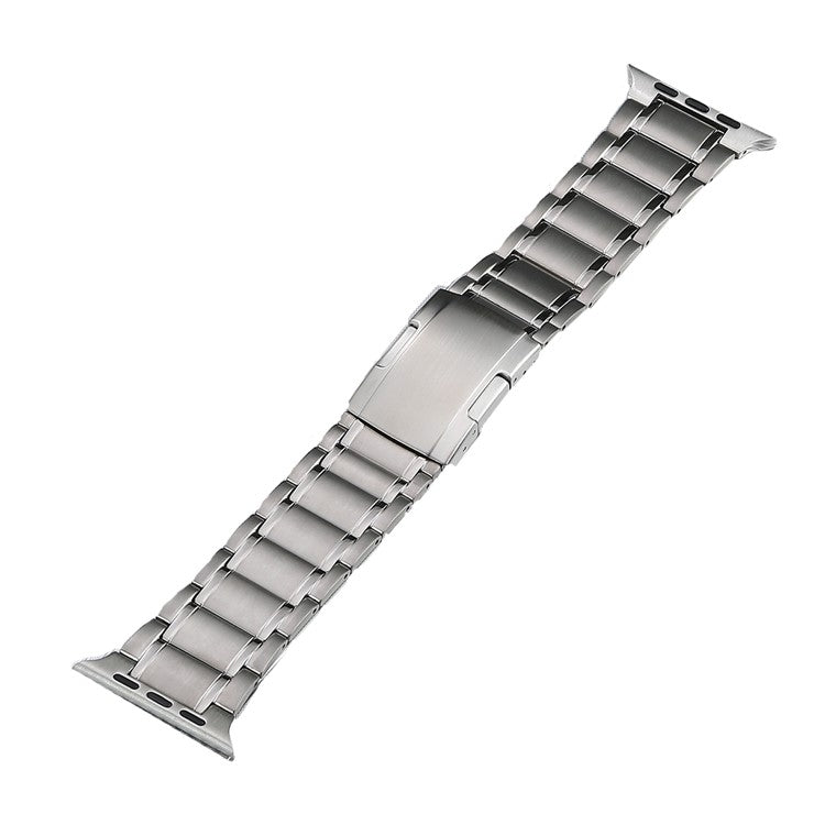 For Apple Watch Series 8 45mm Five Beads Turtle Buckle Titanium Steel Watch Band(Silver) - Watch Bands by PMC TechLife | Online Shopping South Africa | PMC TechLife