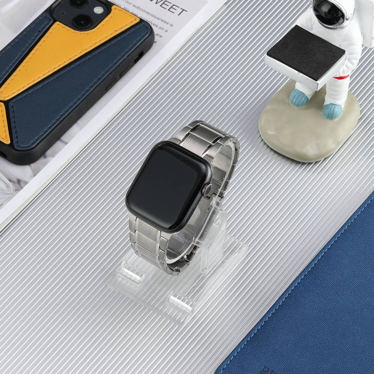 For Apple Watch Series 8 45mm Five Beads Turtle Buckle Titanium Steel Watch Band(Silver) - Watch Bands by PMC TechLife | Online Shopping South Africa | PMC TechLife