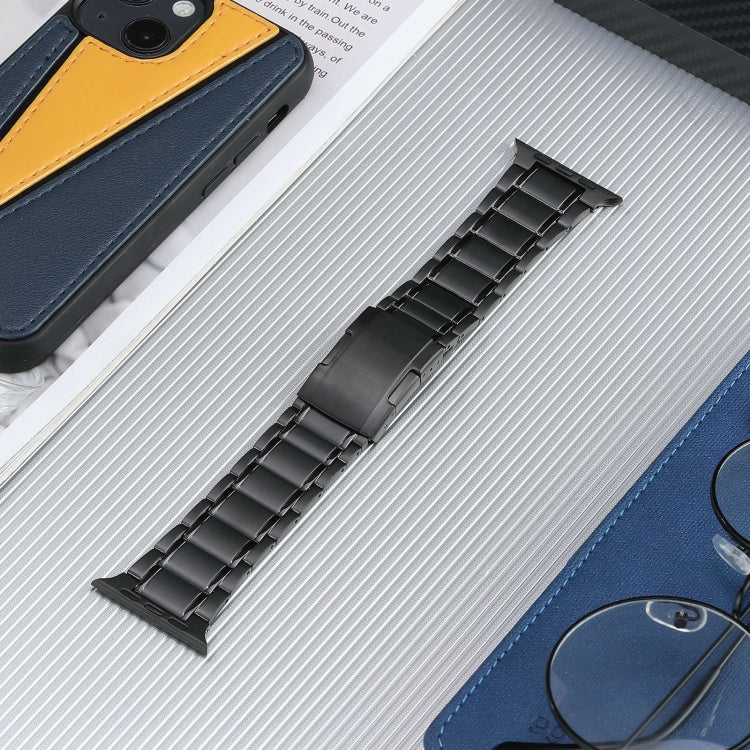 For Apple Watch Series 6 44mm Five Beads Turtle Buckle Titanium Steel Watch Band(Black) - Watch Bands by PMC TechLife | Online Shopping South Africa | PMC TechLife | Buy Now Pay Later Mobicred