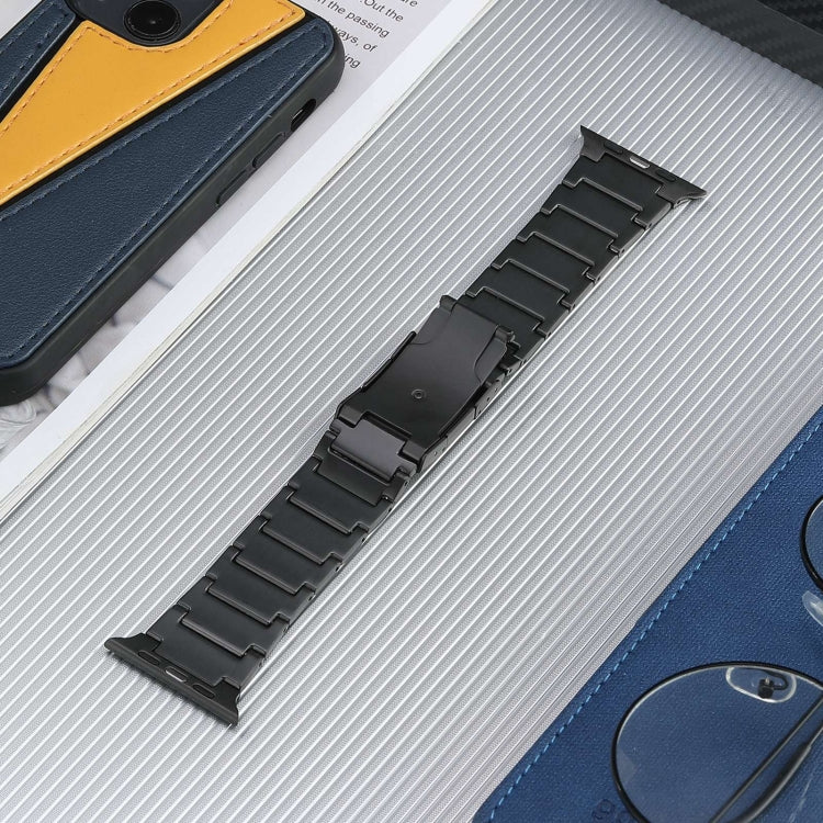 For Apple Watch Series 6 44mm Five Beads Turtle Buckle Titanium Steel Watch Band(Black) - Watch Bands by PMC TechLife | Online Shopping South Africa | PMC TechLife | Buy Now Pay Later Mobicred