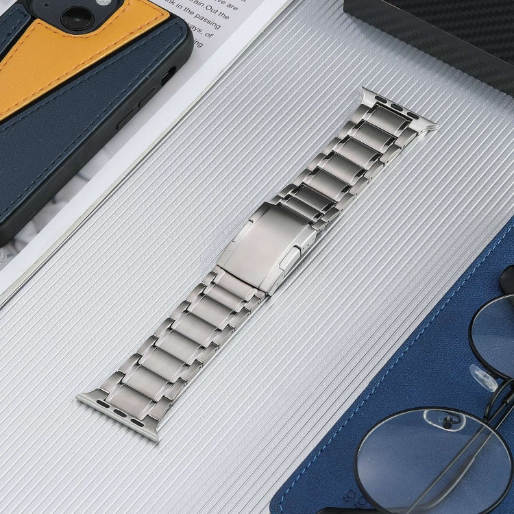 For Apple Watch Series 3 42mm Five Beads Turtle Buckle Titanium Steel Watch Band(Silver) - Watch Bands by PMC TechLife | Online Shopping South Africa | PMC TechLife