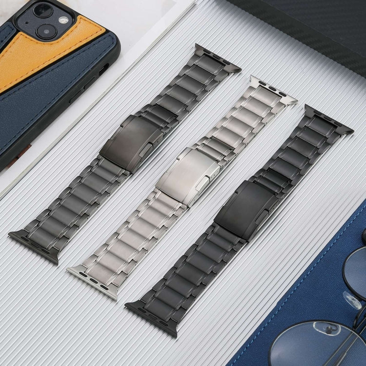 For Apple Watch Series 7 45mm Five Beads Turtle Buckle Titanium Steel Watch Band(Silver) - Watch Bands by PMC TechLife | Online Shopping South Africa | PMC TechLife