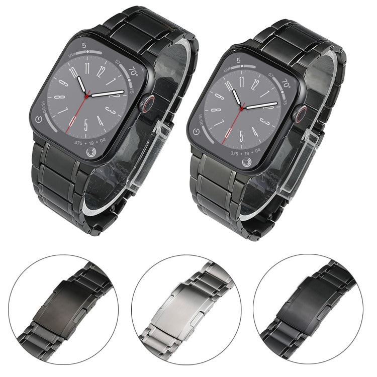 For Apple Watch Series 6 44mm Five Beads Turtle Buckle Titanium Steel Watch Band(Black) - Watch Bands by PMC TechLife | Online Shopping South Africa | PMC TechLife | Buy Now Pay Later Mobicred