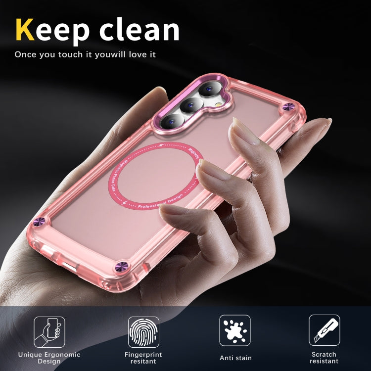 For Samsung Galaxy S25+ 5G Skin Feel TPU + PC MagSafe Magnetic Phone Case(Transparent Pink) - Galaxy S25+ 5G Cases by PMC Jewellery | Online Shopping South Africa | PMC Jewellery | Buy Now Pay Later Mobicred
