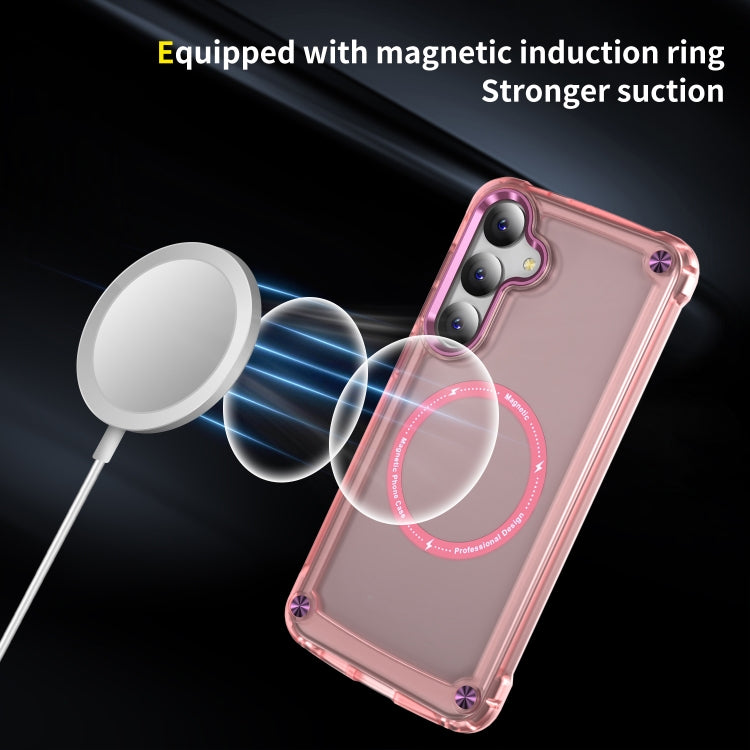 For Samsung Galaxy S25+ 5G Skin Feel TPU + PC MagSafe Magnetic Phone Case(Transparent Pink) - Galaxy S25+ 5G Cases by PMC Jewellery | Online Shopping South Africa | PMC Jewellery | Buy Now Pay Later Mobicred