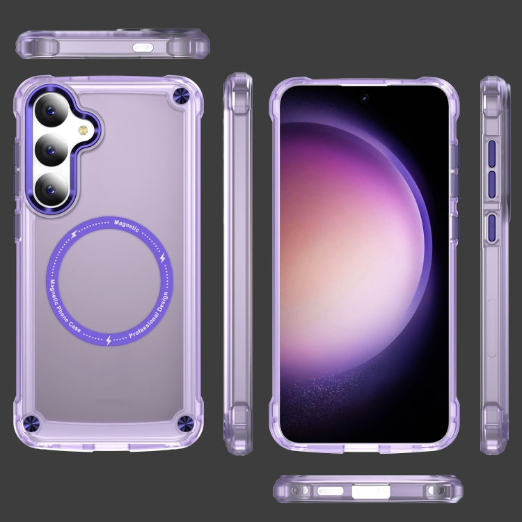 For Samsung Galaxy S25+ 5G Skin Feel TPU + PC MagSafe Magnetic Phone Case(Transparent Purple) - Galaxy S25+ 5G Cases by PMC Jewellery | Online Shopping South Africa | PMC Jewellery | Buy Now Pay Later Mobicred
