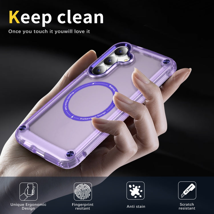 For Samsung Galaxy S25+ 5G Skin Feel TPU + PC MagSafe Magnetic Phone Case(Transparent Purple) - Galaxy S25+ 5G Cases by PMC Jewellery | Online Shopping South Africa | PMC Jewellery | Buy Now Pay Later Mobicred