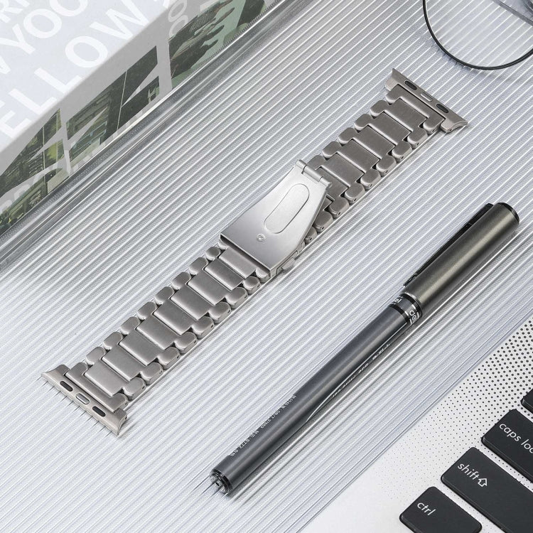 For Apple Watch Series 4 44mm Five Beads Titanium Steel Watch Band(Silver) - Watch Bands by PMC TechLife | Online Shopping South Africa | PMC TechLife