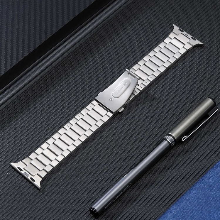 For Apple Watch SE 2022 44mm Flat Buckle Stainless Steel Watch Band(Silver) - Watch Bands by PMC TechLife | Online Shopping South Africa | PMC TechLife | Buy Now Pay Later Mobicred