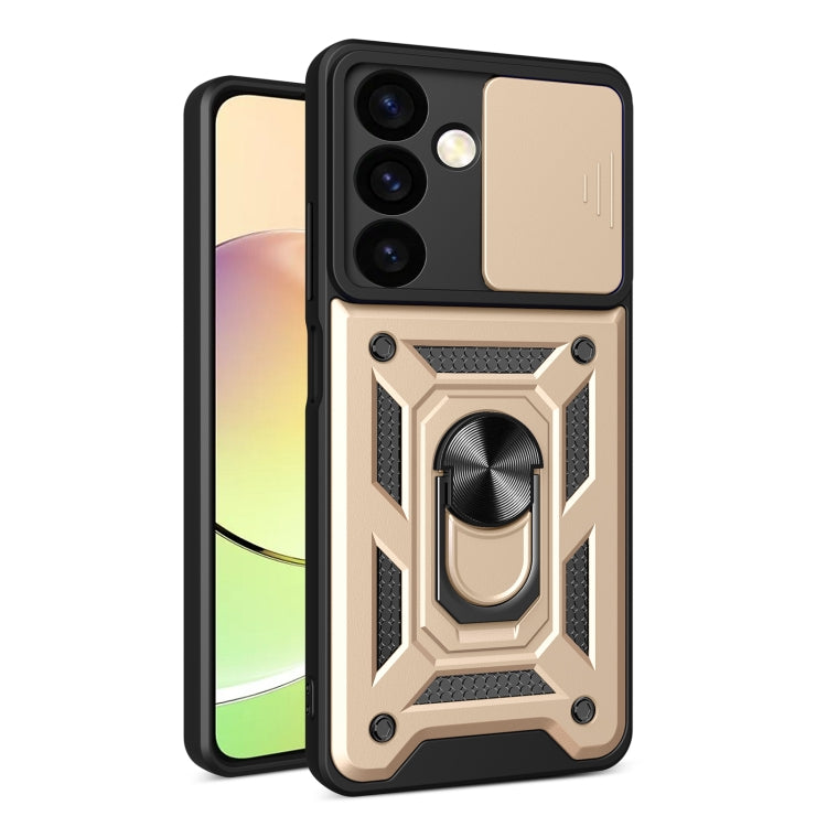 For Samsung Galaxy S24 5G Sliding Camera Cover Design TPU+PC Phone Case(Gold) - Galaxy S24 5G Cases by PMC TechLife | Online Shopping South Africa | PMC TechLife