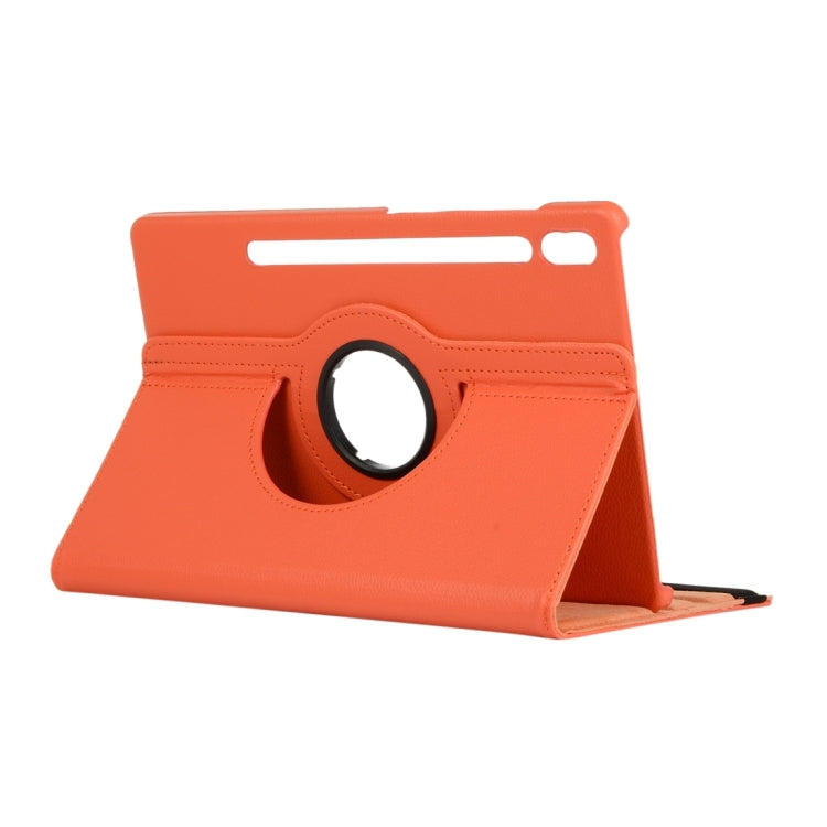 For Samsung Galaxy Tab S9 Ultra Litchi Texture 360 Degrees Rotation Holder Leather Tablet Case(Orange) - Galaxy Tab S9 Ultra Cases by PMC Jewellery | Online Shopping South Africa | PMC Jewellery | Buy Now Pay Later Mobicred
