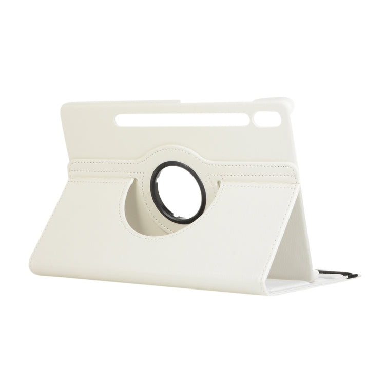 For Samsung Galaxy Tab S9 Ultra Litchi Texture 360 Degrees Rotation Holder Leather Tablet Case(White) - free shipping - PMC Jewellery - Order now!