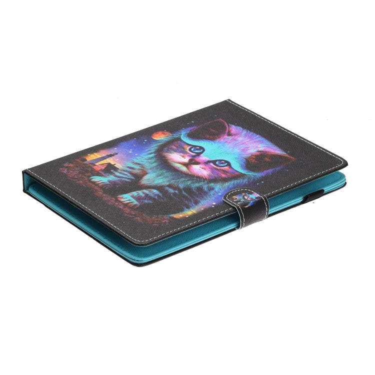 For 10 inch Universal Tablet Colored Drawing Stitching Horizontal Flip Leather Case with Holder & Card Slots & Anti-skid strip(Night Cat) - 7 inch by PMC TechLife | Online Shopping South Africa | PMC TechLife | Buy Now Pay Later Mobicred