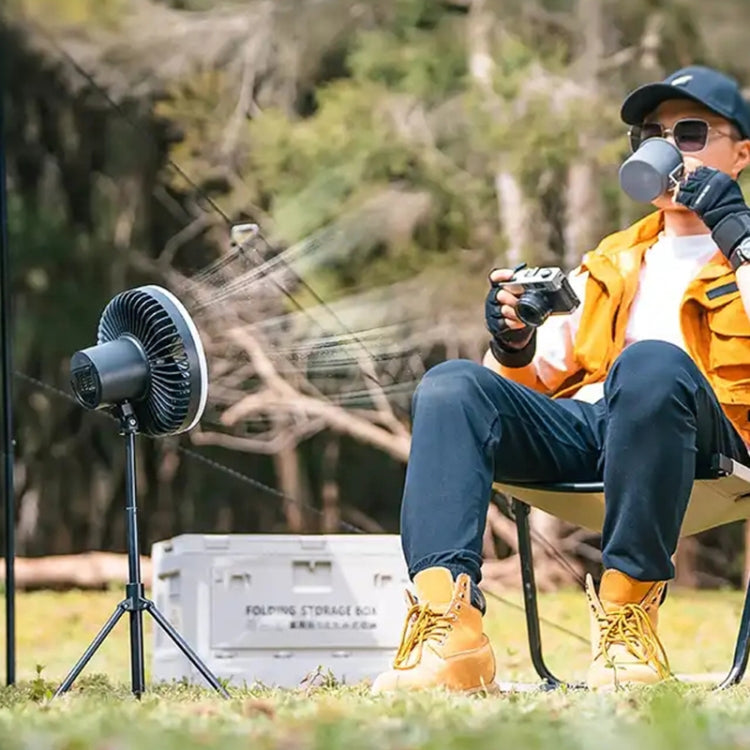 DQ216 10000mAh Outdoor Portable Liftable Swivel Head Camping Fan Tent Hanging Vertical Colorful Light with Remote Control(Khaki) - Electric Fans by PMC TechLife | Online Shopping South Africa | PMC TechLife | Buy Now Pay Later Mobicred