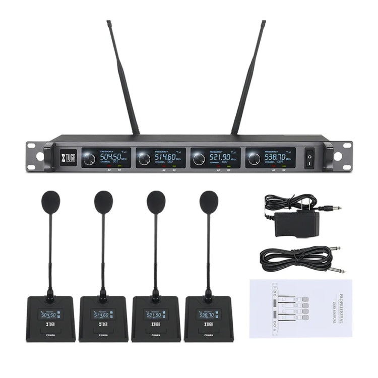 XTUGA A140-C Wireless Microphone System 4-Channel UHF Four Conference Mics(UK Plug) - free shipping - PMC Jewellery - Order now!