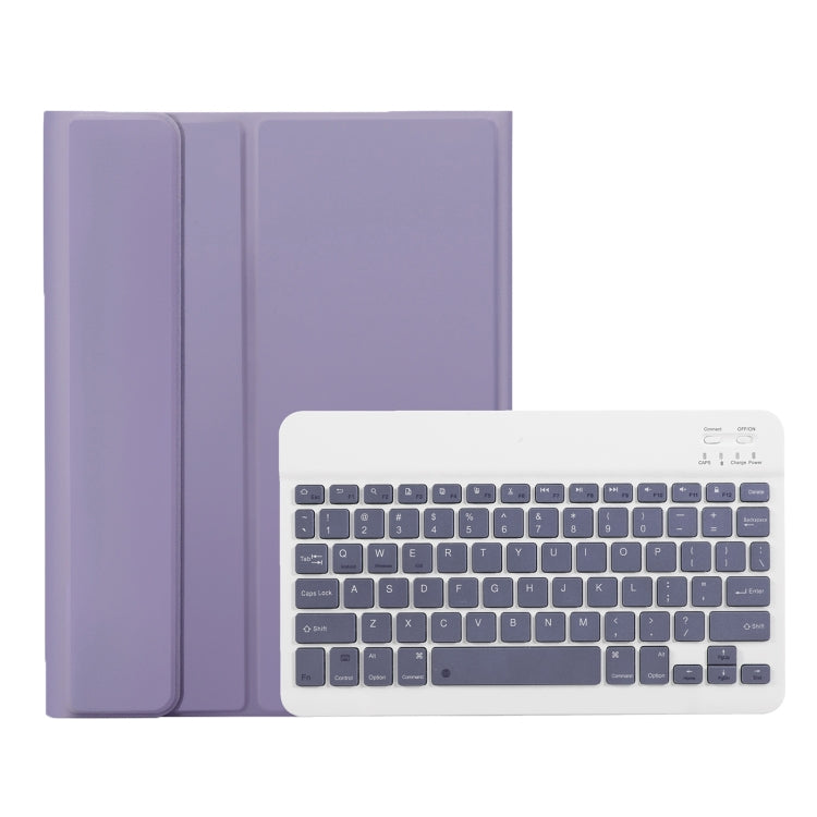 For Samsung Galaxy Tab S9 FE A710B Candy Color TPU Bluetooth Keyboard Leather Tablet Case with Pen Holder(Purple) - Samsung Keyboard by PMC TechLife | Online Shopping South Africa | PMC TechLife