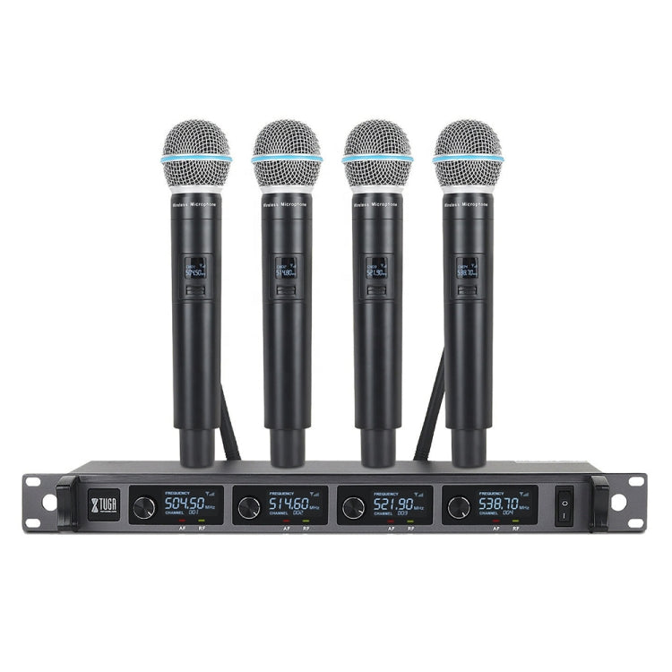 XTUGA A140-H Wireless Microphone System 4 Channel UHF Handheld Microphone(UK Plug) - Microphone by XTUGA | Online Shopping South Africa | PMC TechLife | Buy Now Pay Later Mobicred