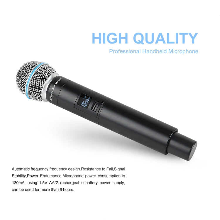 XTUGA A140-H Wireless Microphone System 4 Channel UHF Handheld Microphone(UK Plug) - Microphone by XTUGA | Online Shopping South Africa | PMC TechLife | Buy Now Pay Later Mobicred
