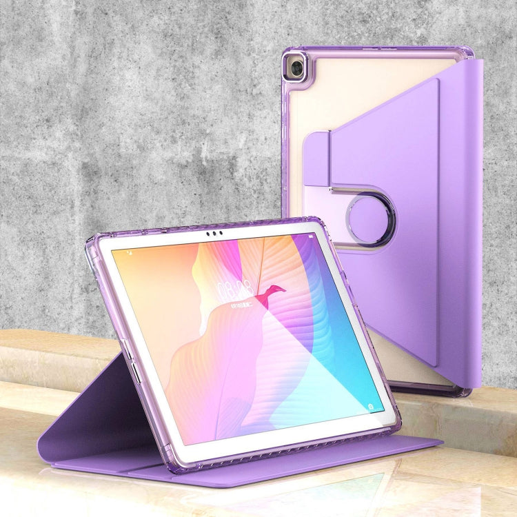 For Huawei MatePad T10 / T10S Clear 360 Rotation Stand Smart Leather Tablet Case(Purple) - Huawei by PMC TechLife | Online Shopping South Africa | PMC TechLife | Buy Now Pay Later Mobicred