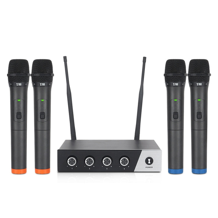 XTUGA S400 Professional 4-Channel UHF Wireless Microphone System with 4 Handheld Microphone(EU Plug) - Microphone by XTUGA | Online Shopping South Africa | PMC TechLife | Buy Now Pay Later Mobicred