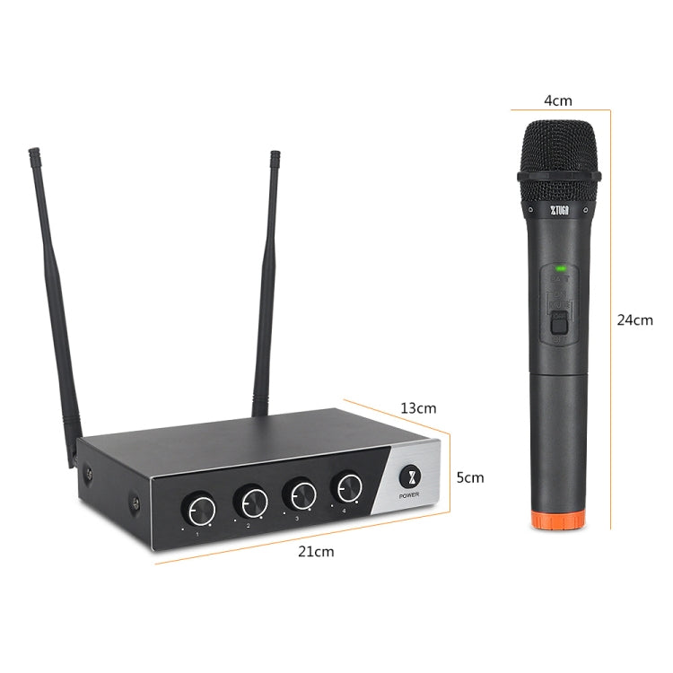 XTUGA S400 Professional 4-Channel UHF Wireless Microphone System with 4 Handheld Microphone(EU Plug) - Microphone by XTUGA | Online Shopping South Africa | PMC TechLife | Buy Now Pay Later Mobicred