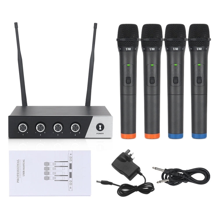 XTUGA S400 Professional 4-Channel UHF Wireless Microphone System with 4 Handheld Microphone(EU Plug) - Microphone by XTUGA | Online Shopping South Africa | PMC TechLife | Buy Now Pay Later Mobicred