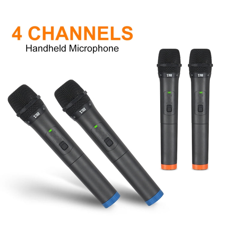 XTUGA S400 Professional 4-Channel UHF Wireless Microphone System with 4 Handheld Microphone(EU Plug) - Microphone by XTUGA | Online Shopping South Africa | PMC TechLife | Buy Now Pay Later Mobicred