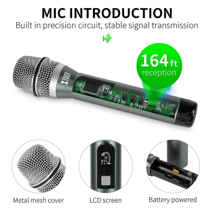 XTUGA U-F4600 Professional 4-Channel UHF Wireless Microphone System with 4 Handheld Microphone(US Plug) - Microphone by XTUGA | Online Shopping South Africa | PMC TechLife | Buy Now Pay Later Mobicred