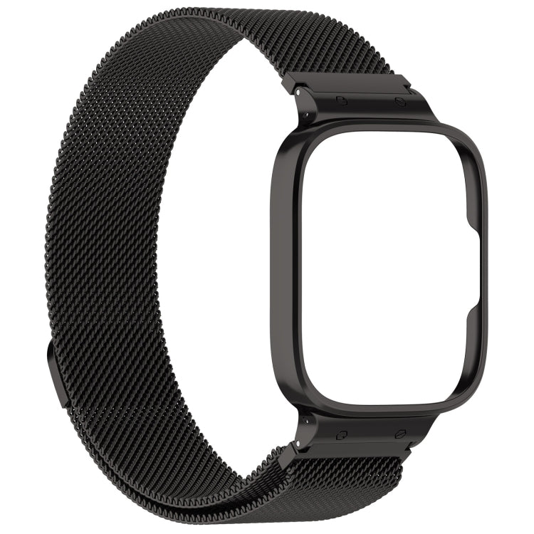 For Redmi Watch 3 Lite / Watch 3 Active 2 in 1 Milan Metal Watch Band with Watch Frame(Black) - Watch Bands by PMC TechLife | Online Shopping South Africa | PMC TechLife