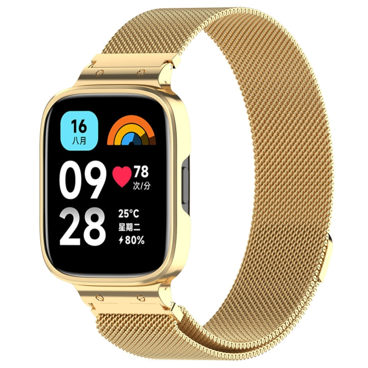 For Redmi Watch 3 Lite / Watch 3 Active 2 in 1 Milan Metal Watch Band with Watch Frame(Gold) - free shipping - PMC TechLife - Order now!