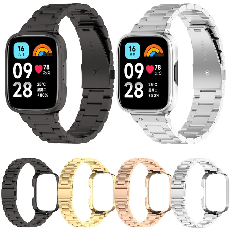 For Redmi Watch 3 Lite / Watch 3 Active 2 in 1 Three-bead Metal Watch Band with Watch Frame(Rose Gold) - free shipping - PMC TechLife - Order now!