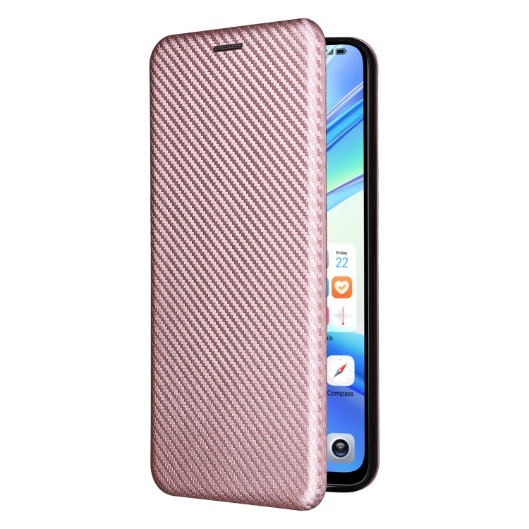 For Honor X7b Carbon Fiber Texture Flip Leather Phone Case(Pink) - Honor Cases by PMC TechLife | Online Shopping South Africa | PMC TechLife