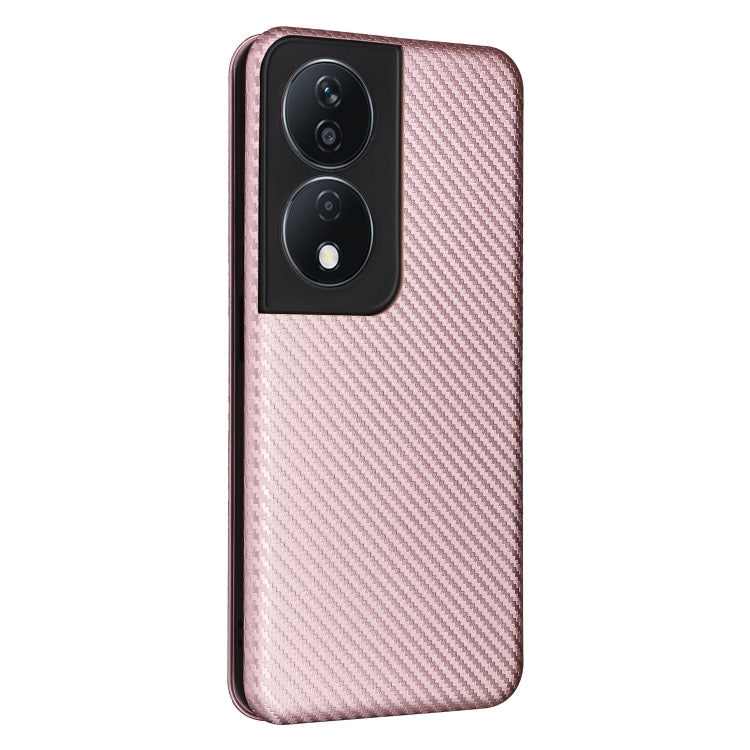 For Honor X7b Carbon Fiber Texture Flip Leather Phone Case(Pink) - Honor Cases by PMC TechLife | Online Shopping South Africa | PMC TechLife