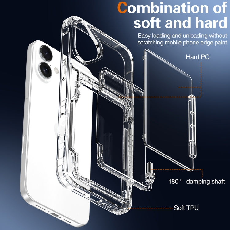 For iPhone 16 Plus Crystal Clear Flip Card Slot Phone Case(Transparent) - iPhone 16 Plus Cases by PMC TechLife | Online Shopping South Africa | PMC TechLife | Buy Now Pay Later Mobicred