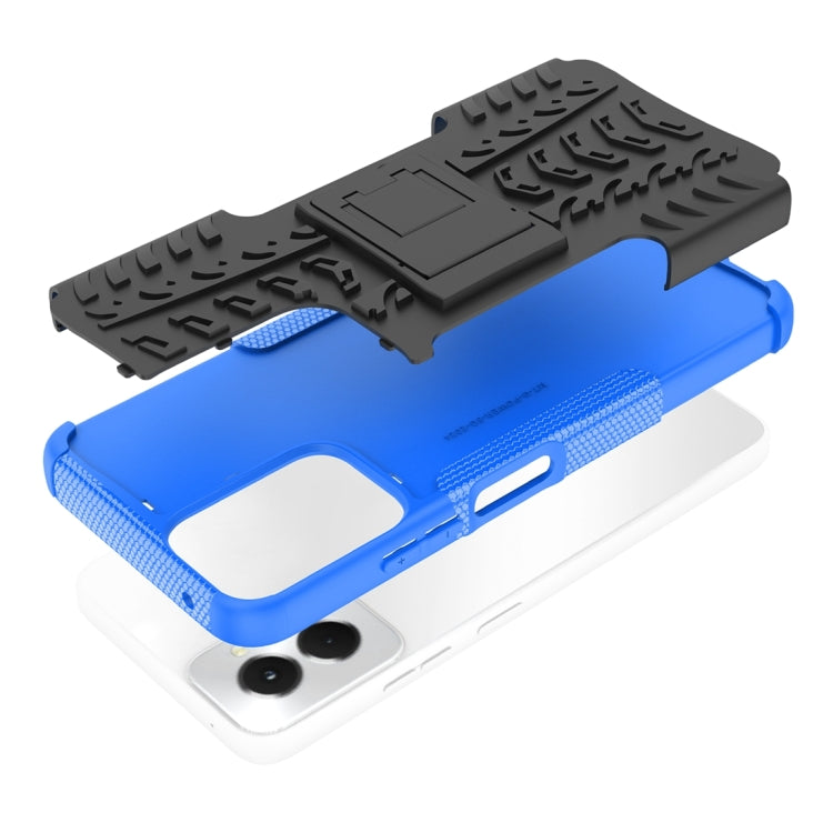 For Motorola Moto G Power 5G 2024 Tire Texture TPU + PC Phone Case with Holder(Blue) - Motorola Cases by PMC Jewellery | Online Shopping South Africa | PMC Jewellery | Buy Now Pay Later Mobicred