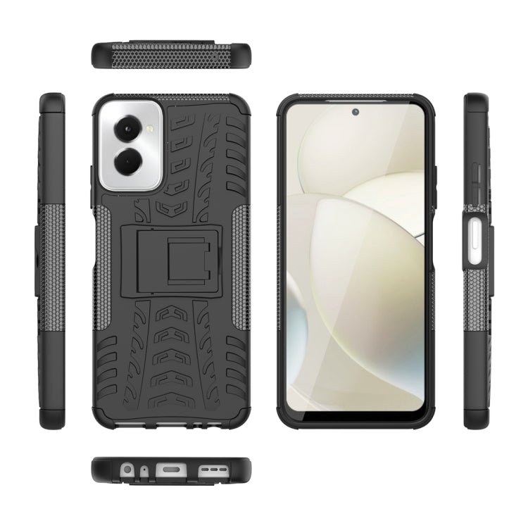 For Motorola Moto G Power 5G 2024 Tire Texture TPU + PC Phone Case with Holder(Black) - Motorola Cases by PMC Jewellery | Online Shopping South Africa | PMC Jewellery | Buy Now Pay Later Mobicred
