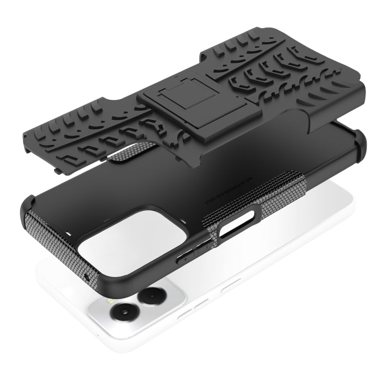 For Motorola Moto G Power 5G 2024 Tire Texture TPU + PC Phone Case with Holder(Black) - Motorola Cases by PMC Jewellery | Online Shopping South Africa | PMC Jewellery | Buy Now Pay Later Mobicred