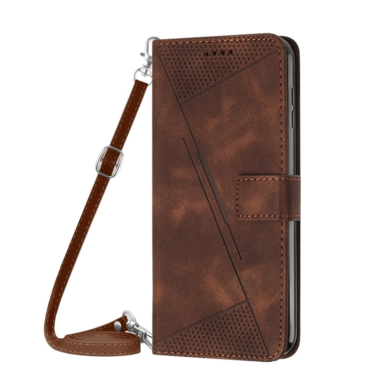 For Motorola Moto G Play 2024 Dream Triangle Leather Phone Case with Lanyard(Brown) - Motorola Cases by PMC Jewellery | Online Shopping South Africa | PMC Jewellery | Buy Now Pay Later Mobicred