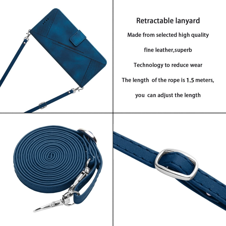 For Motorola Moto G Power 5G 2024 Dream Triangle Leather Phone Case with Lanyard(Blue) - Motorola Cases by PMC Jewellery | Online Shopping South Africa | PMC Jewellery | Buy Now Pay Later Mobicred