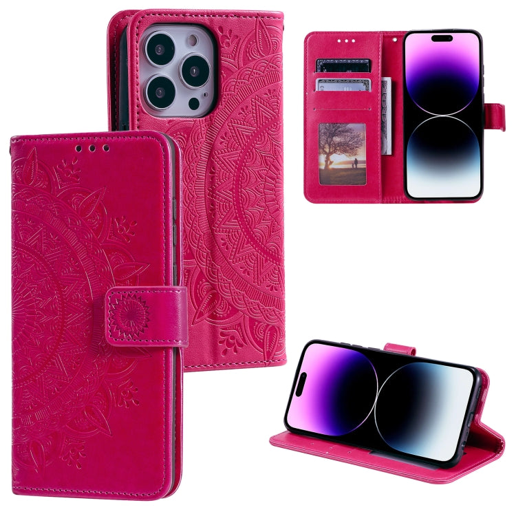 For iPhone 16 Pro Totem Flower Embossed Leather Phone Case(Red) - iPhone 16 Pro Cases by PMC TechLife | Online Shopping South Africa | PMC TechLife | Buy Now Pay Later Mobicred